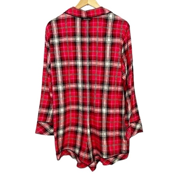 VICTORIA SECRET Flannel Romper Pajama Red Plaid - Picture 5 of 8